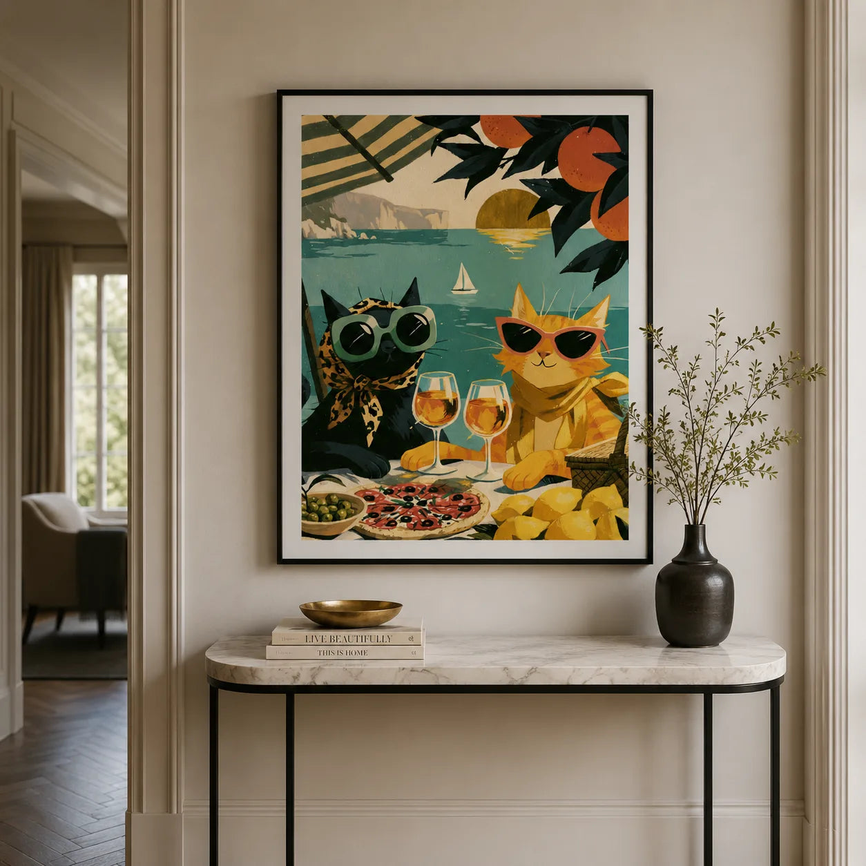 Mediterranean Cats Picnic Wall Art Decor - Wall Art Decor - view 11