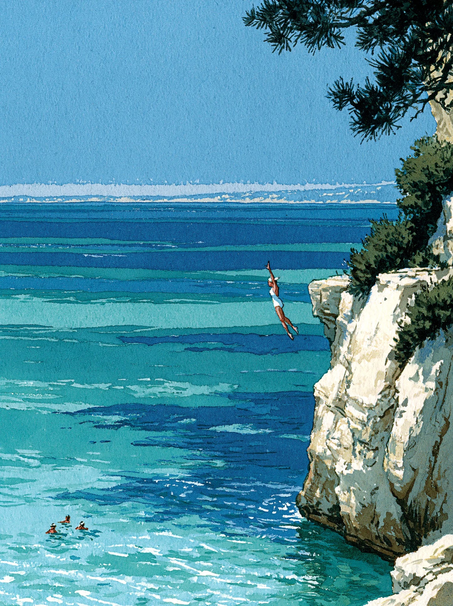 Mediterranean Cliff Diver Wall Art Decor - Wall Art Decor - front view