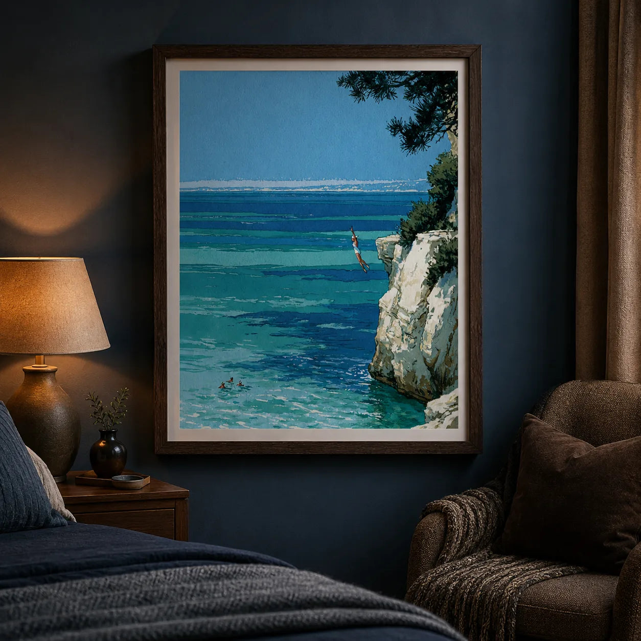 Mediterranean Cliff Diver Wall Art Decor - Wall Art Decor - lifestyle