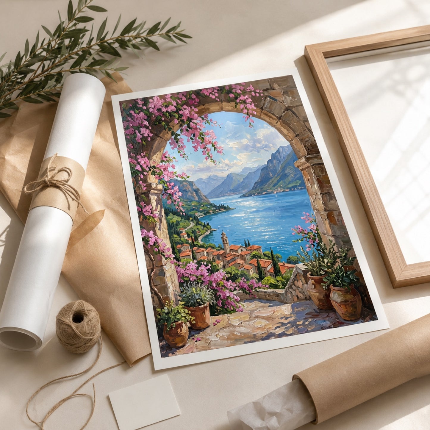 Mediterranean Coast Floral Archway Wall Art Decor – preview 4