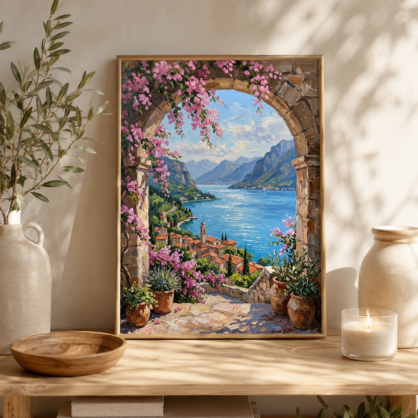Mediterranean Coast Floral Archway Wall Art Decor – preview 6