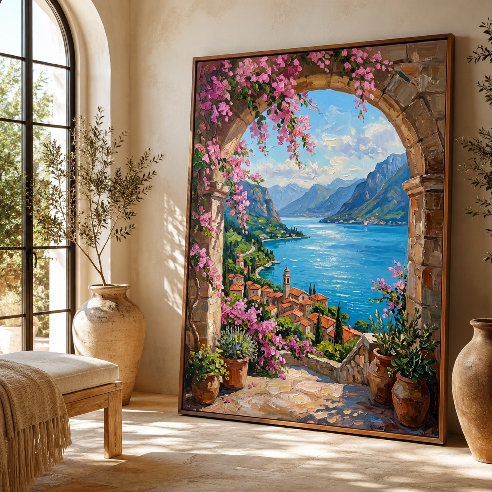 Mediterranean Coast Floral Archway Wall Art Decor – preview 7