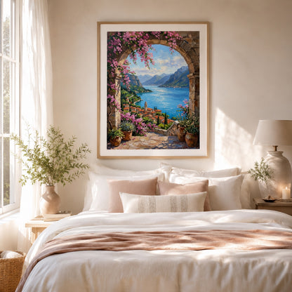 Mediterranean Coast Floral Archway Wall Art Decor – preview 8