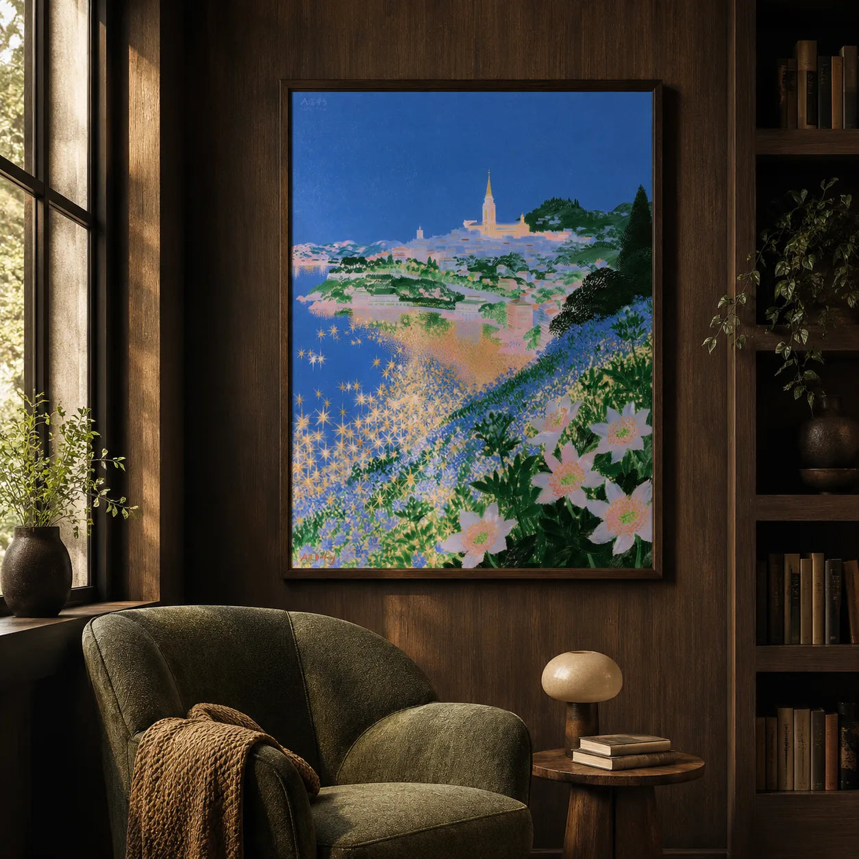 Mediterranean Coastal Village Wall Art Decor - Wall Art Decor - alternate angle