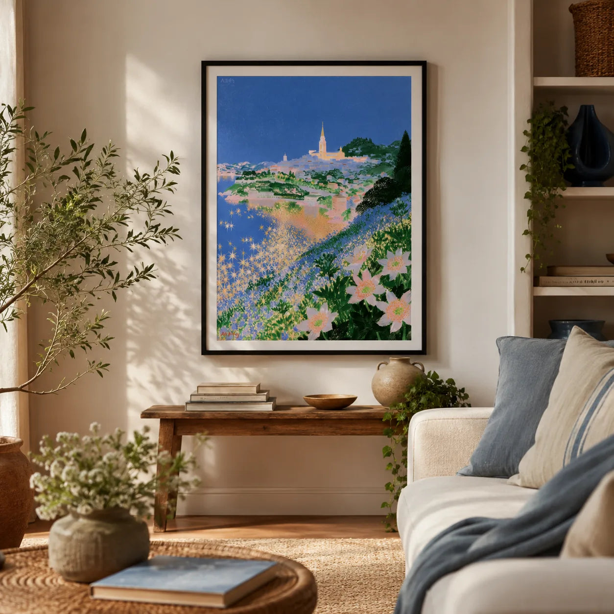 Mediterranean Coastal Village Wall Art Decor - Wall Art Decor - in use