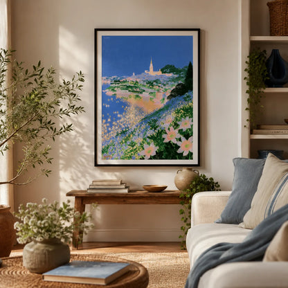Mediterranean Coastal Village Wall Art Decor - Wall Art Decor - in use