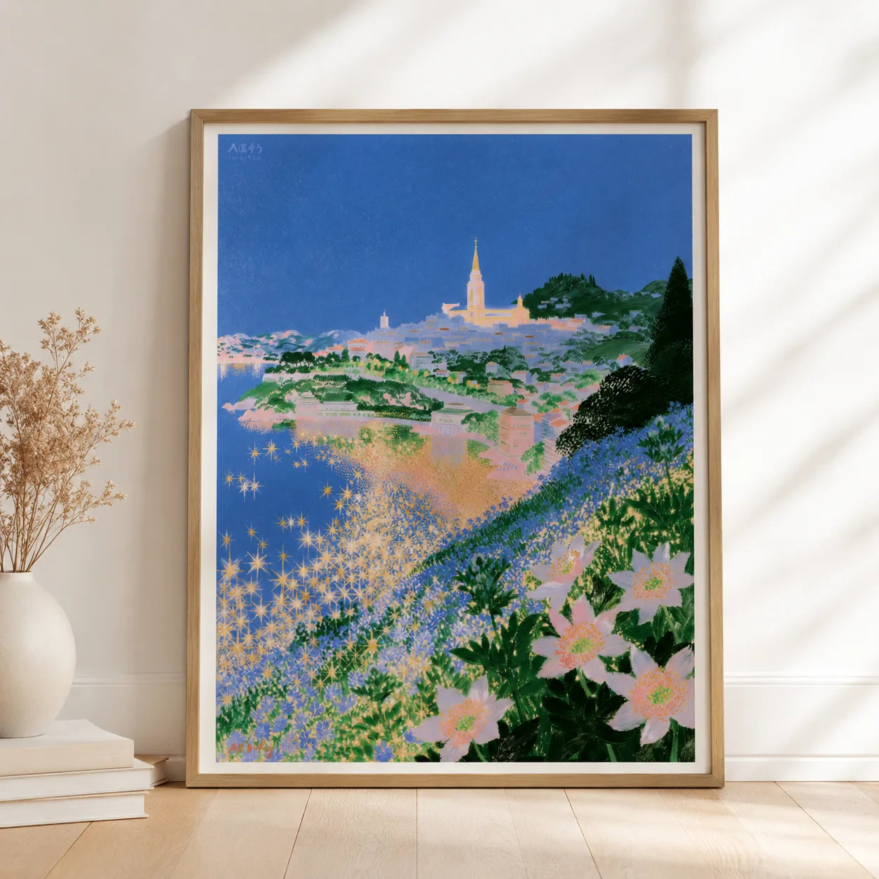 Mediterranean Coastal Village Wall Art Decor - Wall Art Decor - side view