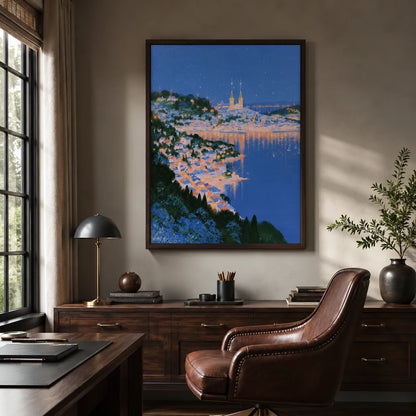 Mediterranean Harbor Night Wall Art Decor - Wall Art Decor - alternate angle