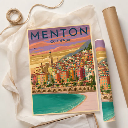 Menton French Riviera Wall Art Decor - Wall Art Decor - back view