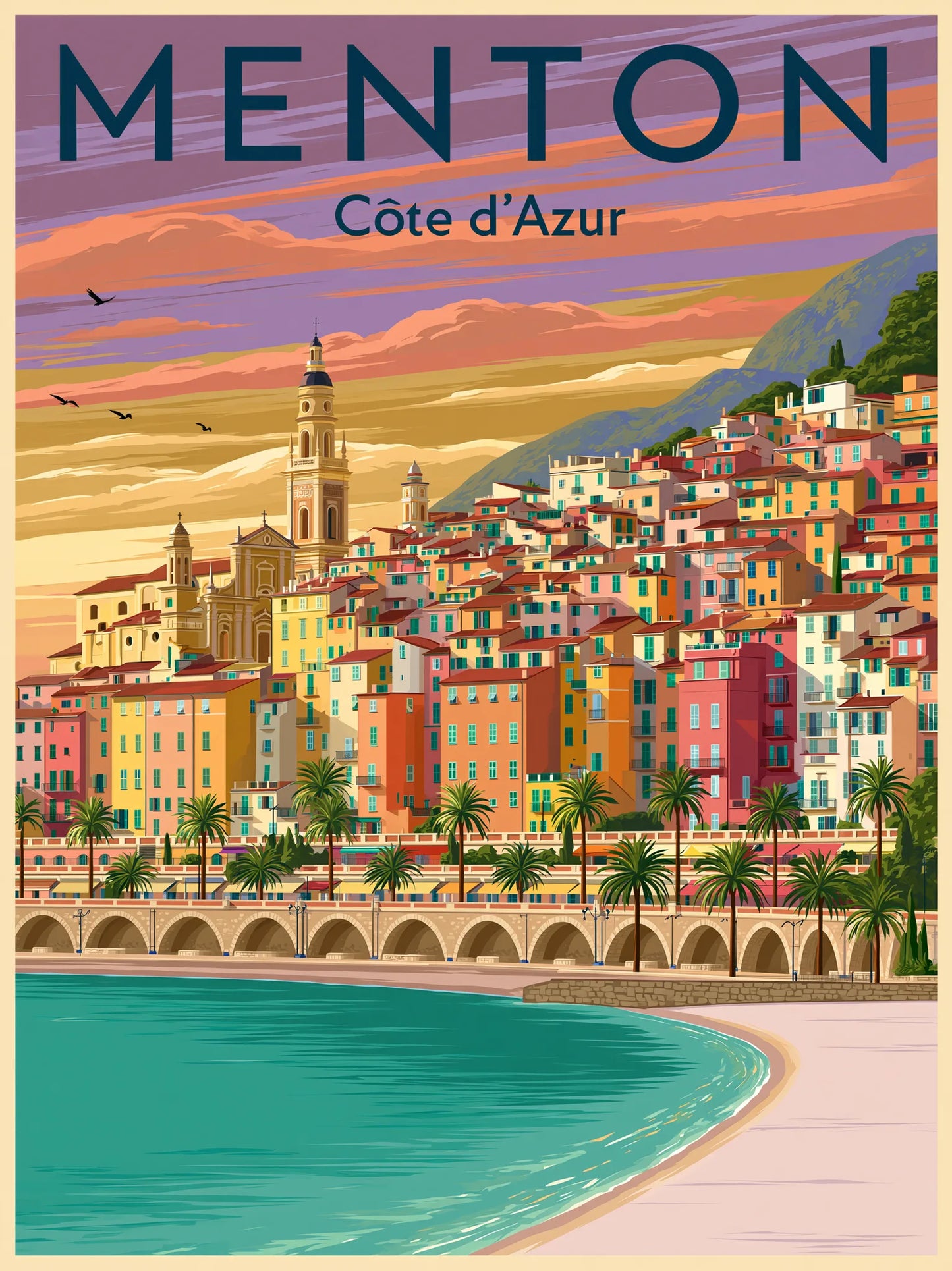 Menton French Riviera Wall Art Decor - Wall Art Decor - front view
