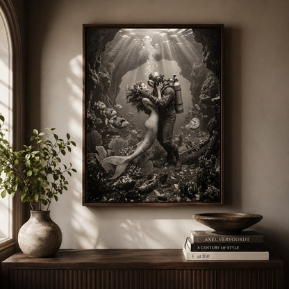 The Mermaid and the Deep-Sea Diver Wall Art Decor preview 10