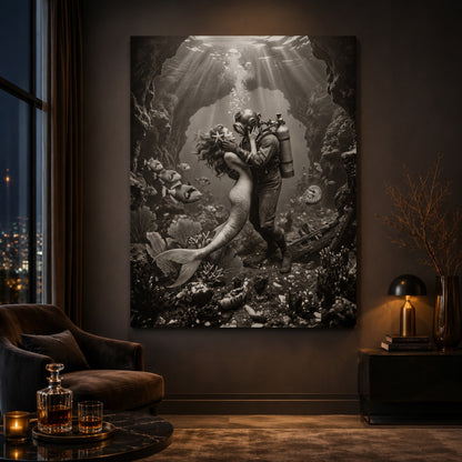 The Mermaid and the Deep-Sea Diver Wall Art Decor preview 11