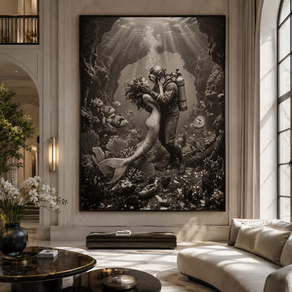 The Mermaid and the Deep-Sea Diver Wall Art Decor preview 6