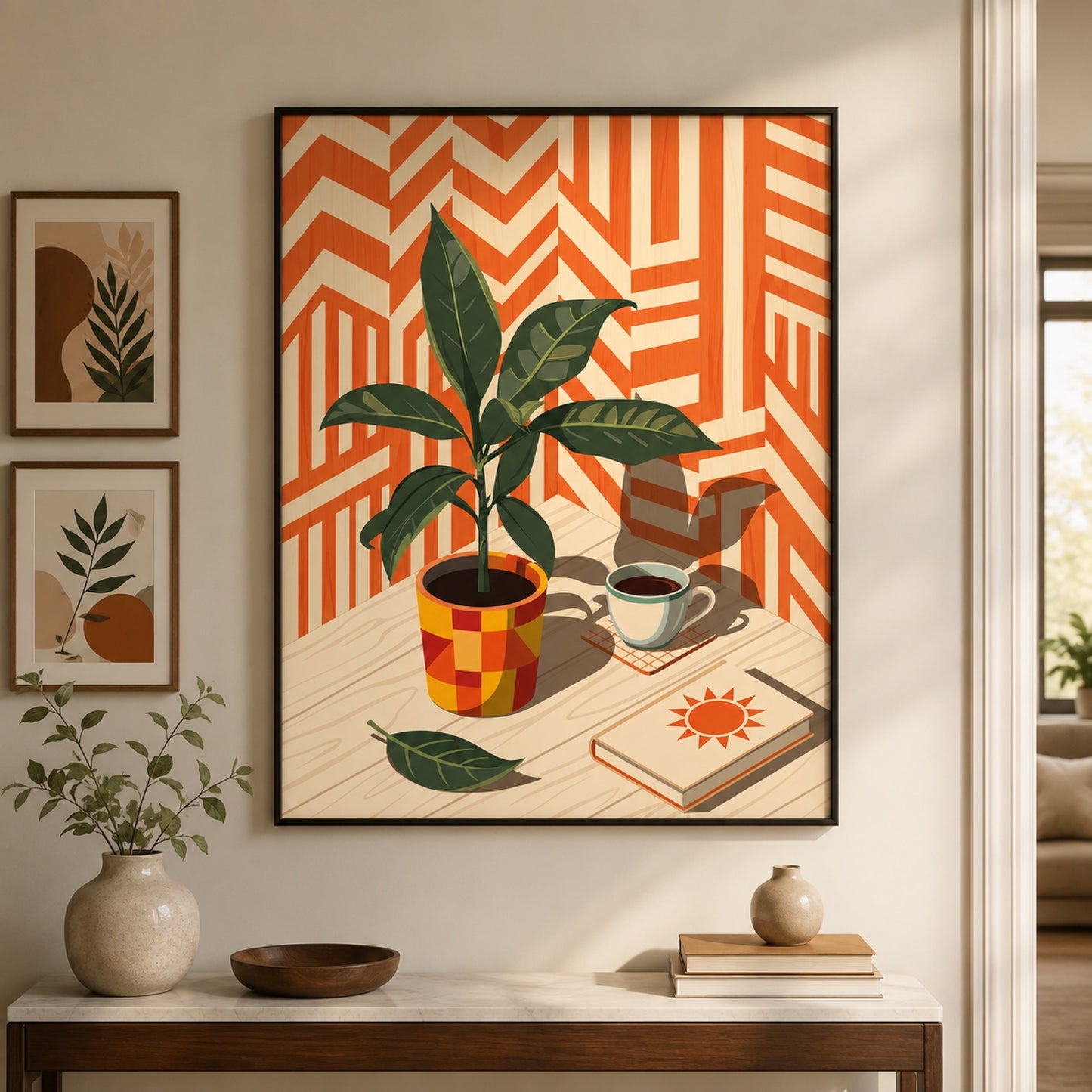 Mid-Century Plant and Coffee Still Life Wall Art Decor preview 10