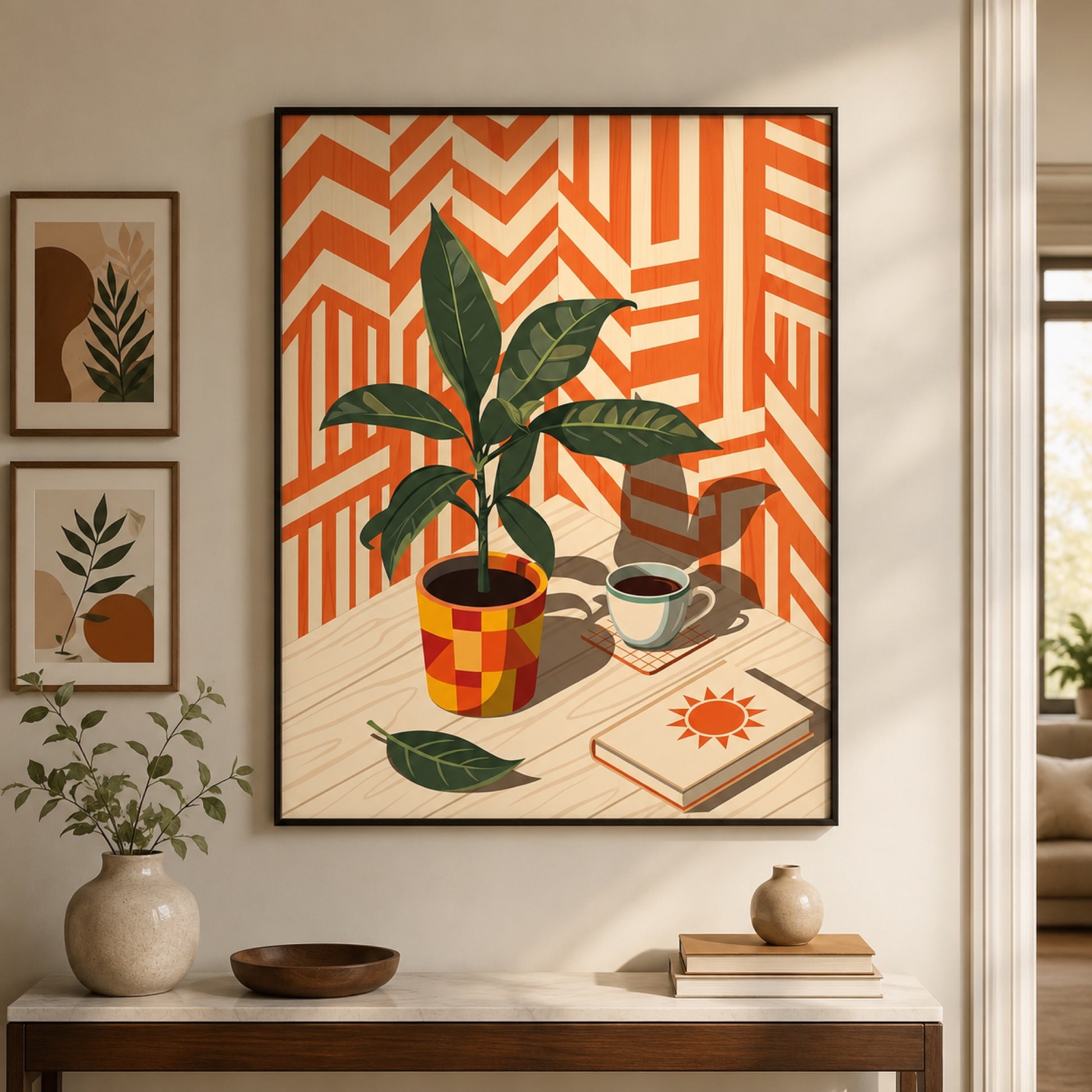 Mid-Century Plant and Coffee Still Life Wall Art Decor preview 10