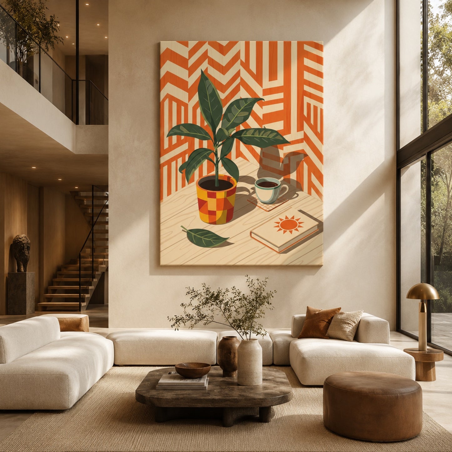 Mid-Century Plant and Coffee Still Life Wall Art Decor preview 6