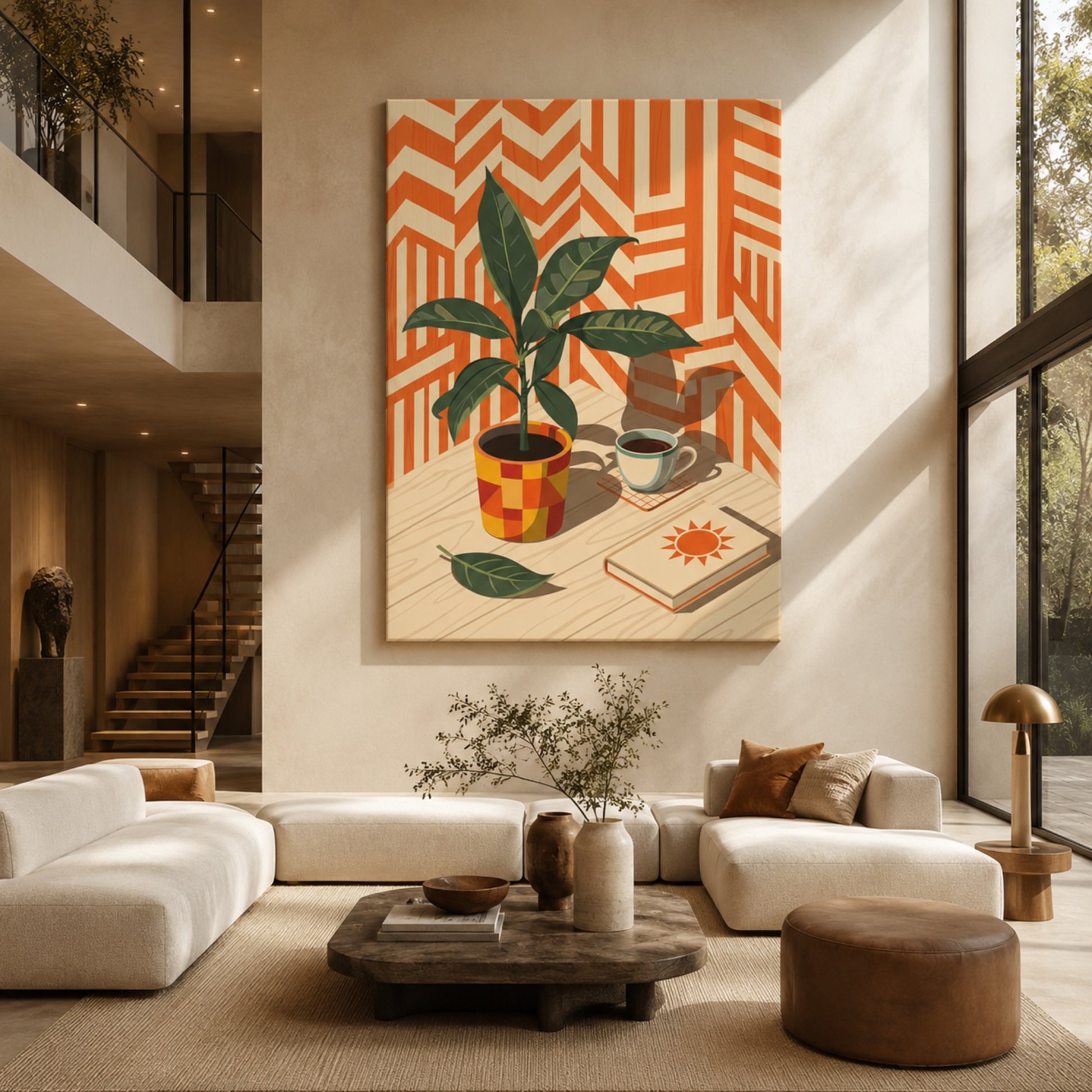 Mid-Century Plant and Coffee Still Life Wall Art Decor preview 6