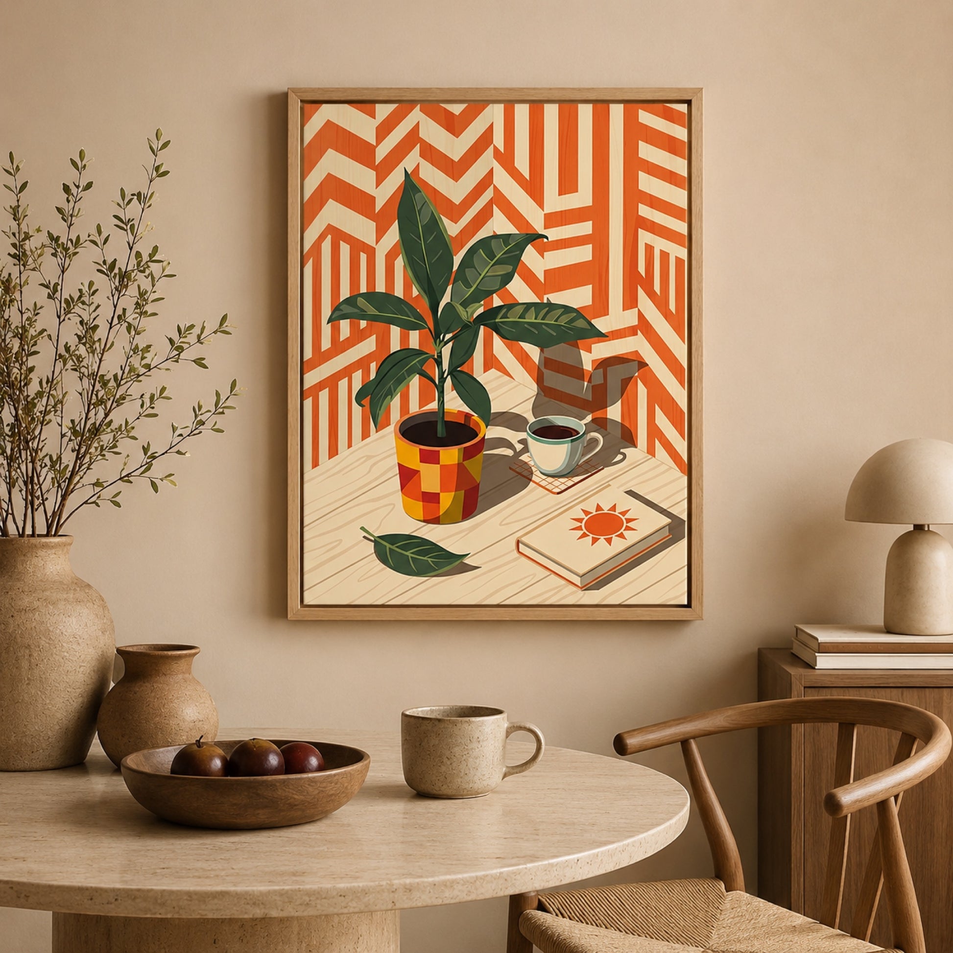 Mid-Century Plant and Coffee Still Life Wall Art Decor preview 7