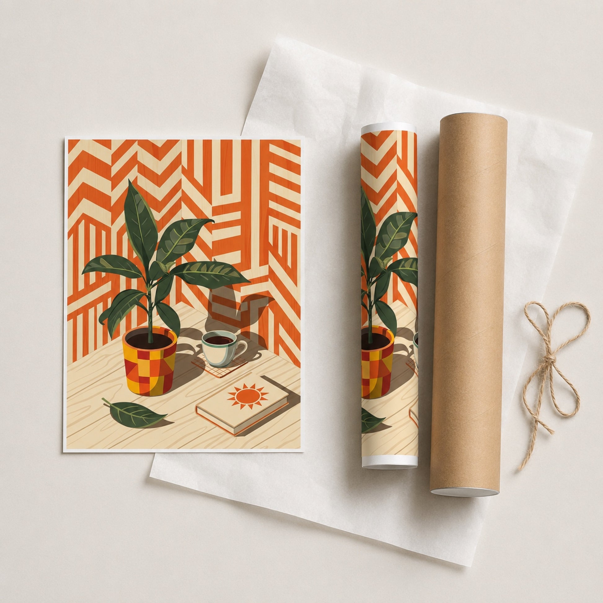 Mid-Century Plant and Coffee Still Life Wall Art Decor preview 9