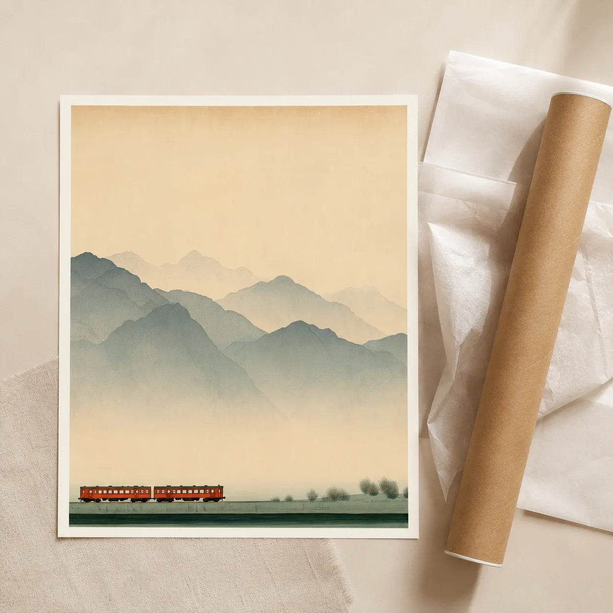 Misty Mountain Train Wall Art Decor - Wall Art Decor - back view