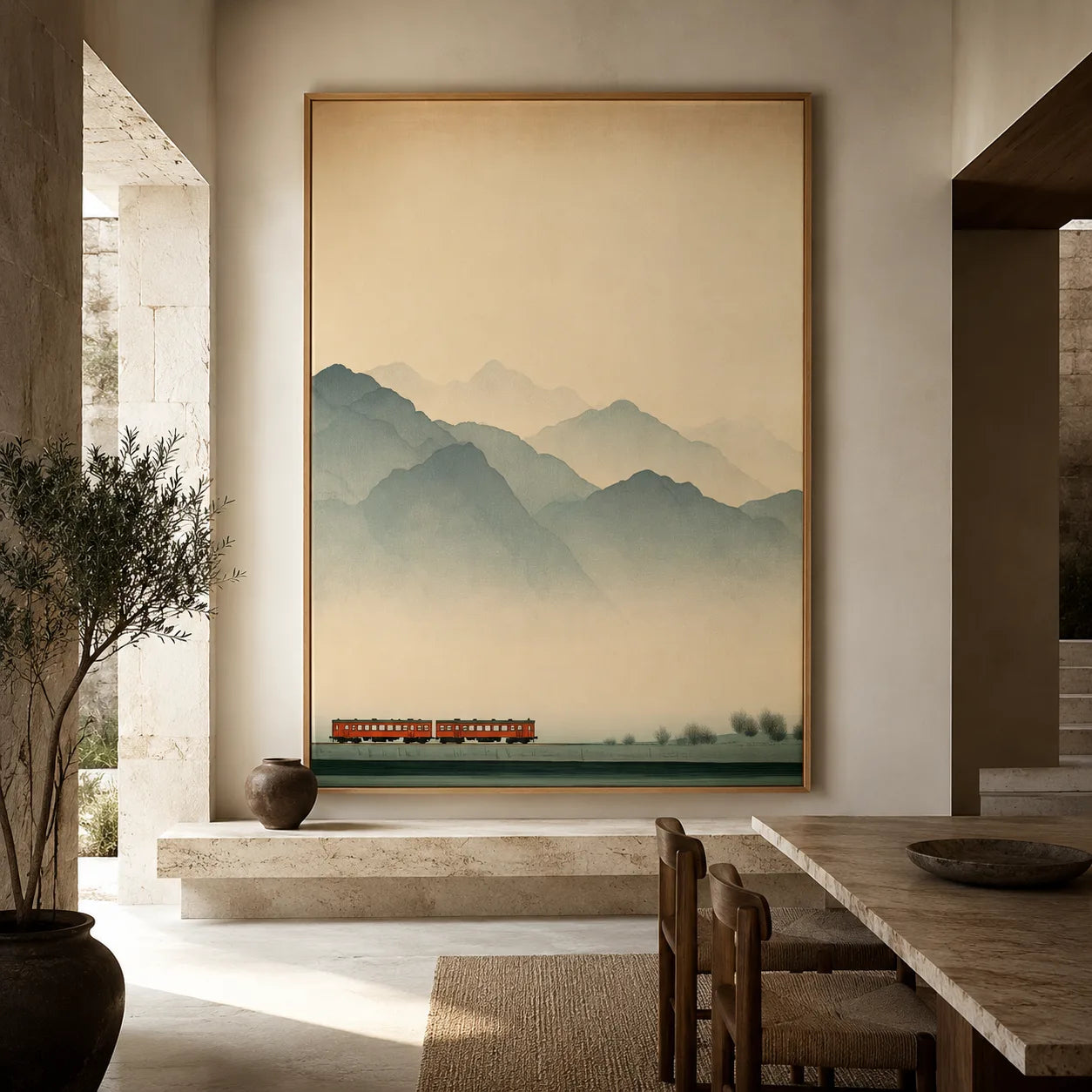 Misty Mountain Train Wall Art Decor - Wall Art Decor - close up