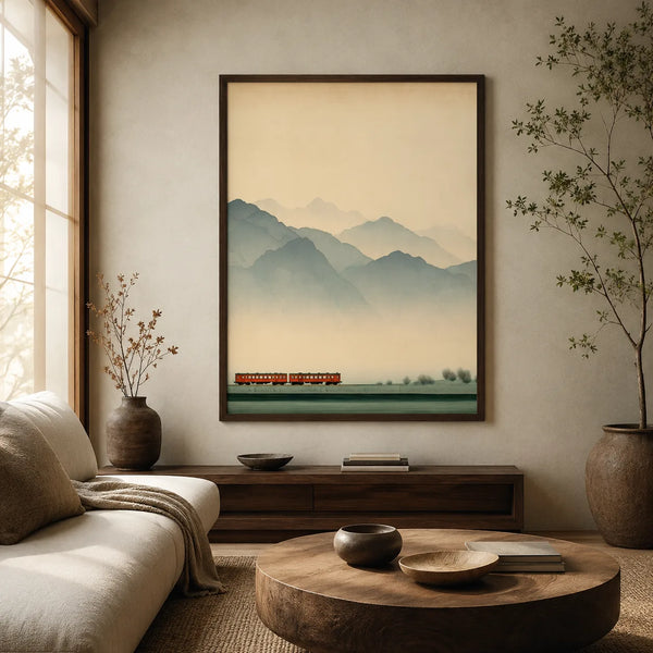 Misty Mountain Train Wall Art Decor