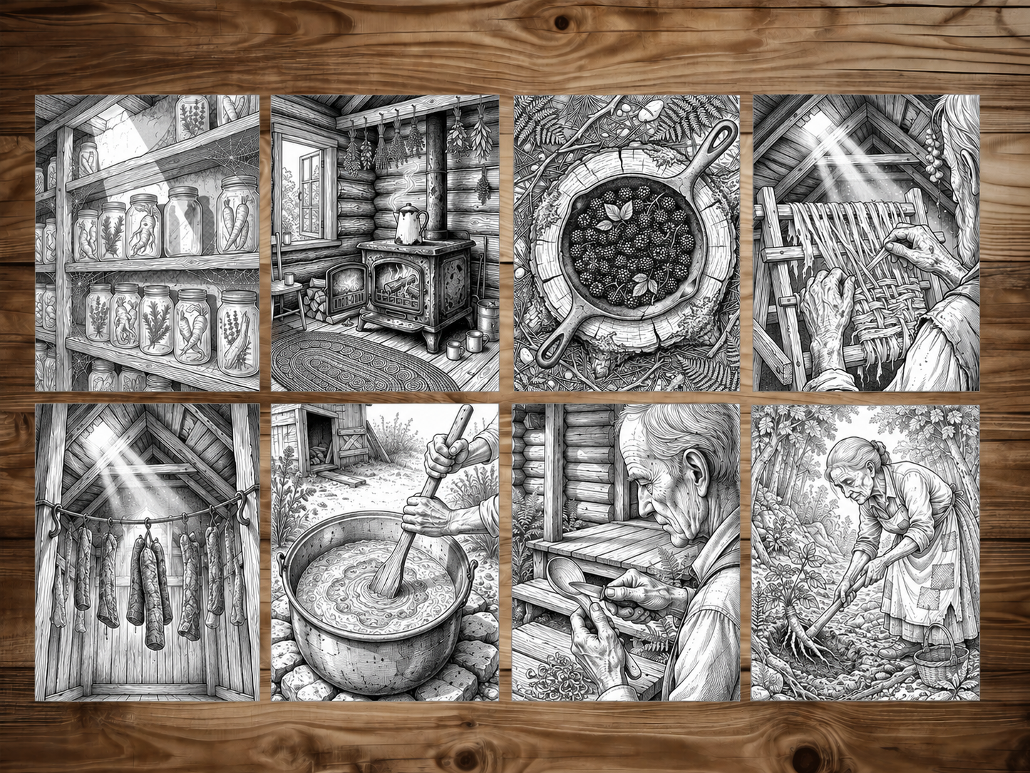 50 Backwoods Grayscale Coloring Pages - PDF Download