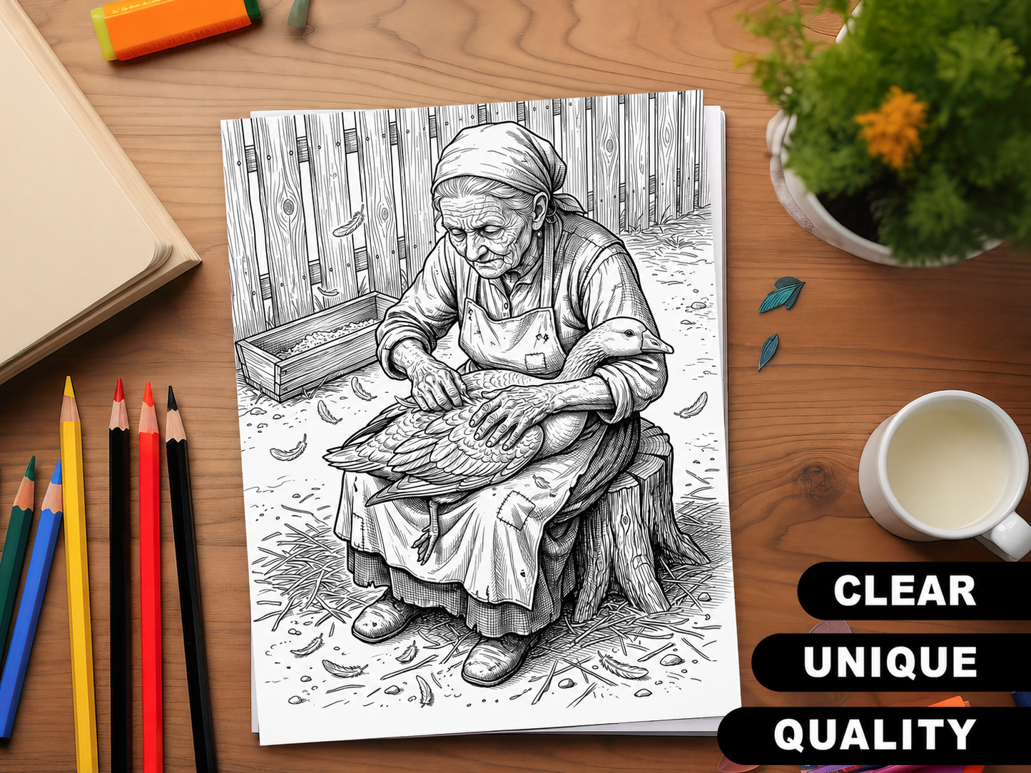 50 Backwoods Grayscale Coloring Pages - PDF Download