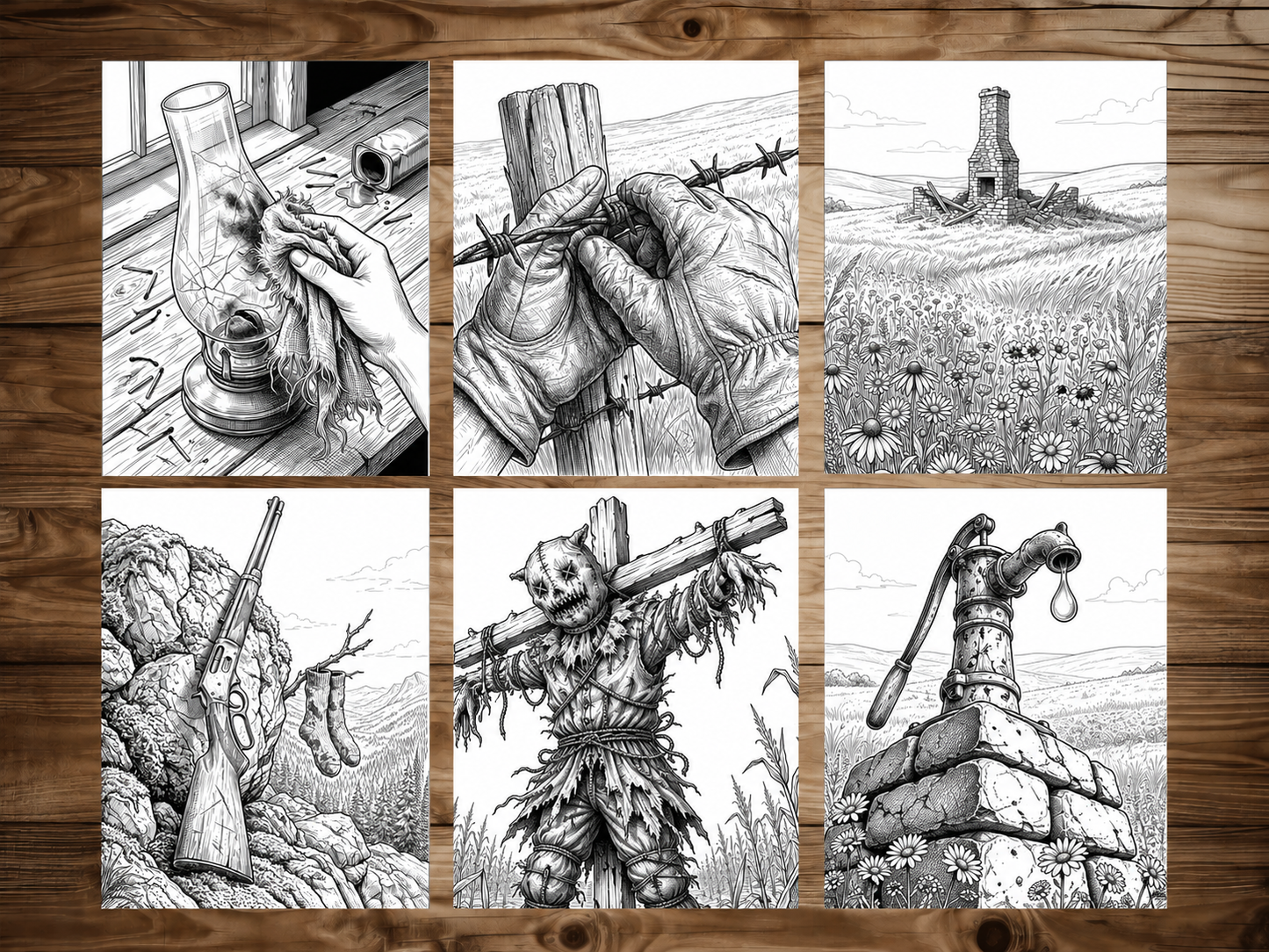 50 Backwoods Grayscale Coloring Pages - PDF Download