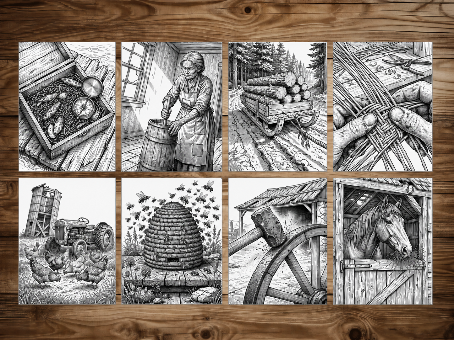 50 Backwoods Grayscale Coloring Pages - PDF Download