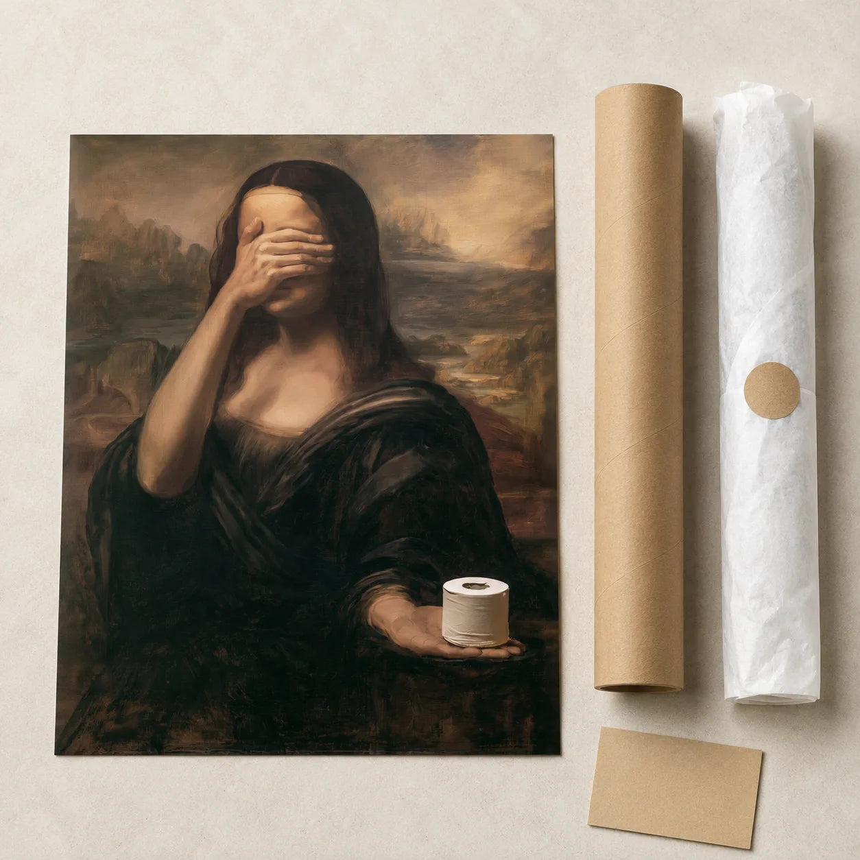 Mona Lisa Toilet Paper Wall Art Decor - Wall Art Decor - back view