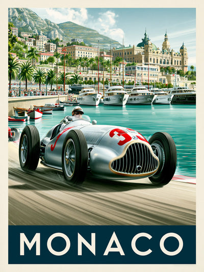 Monaco Vintage Race Car Wall Art Decor