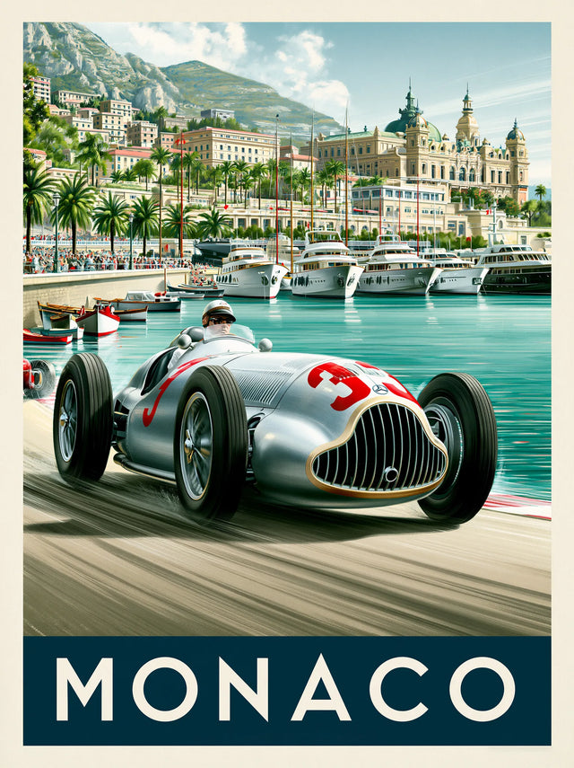 Monaco Vintage Race Car Wall Art Decor