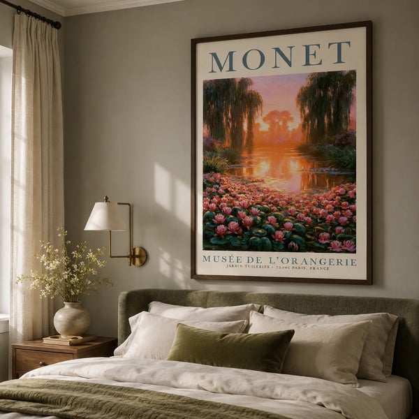 Monet Water Lily Sunset Wall Art Decor