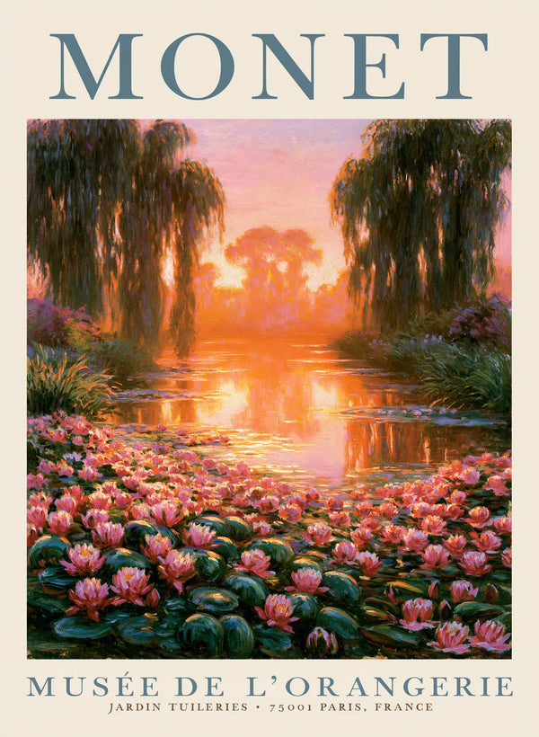 Monet Water Lily Sunset Wall Art Decor