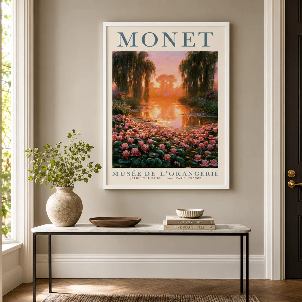 Monet Water Lily Sunset Wall Art Decor - Wall Art Decor - styled