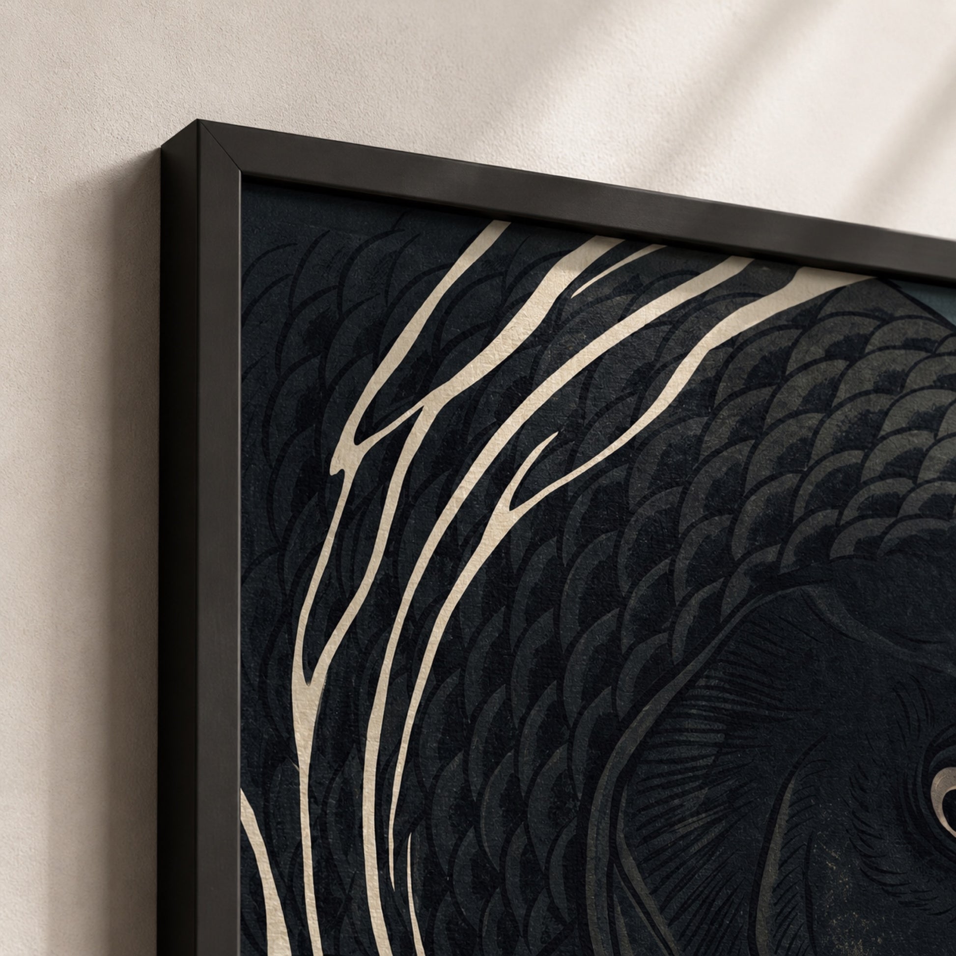 Moonlit Black Koi Ukiyo-e Wall Art Decor preview 8