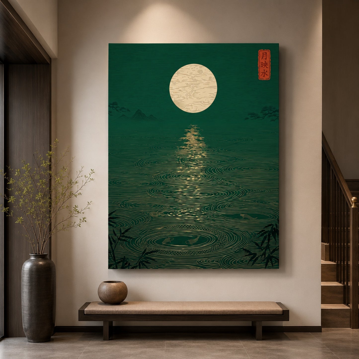 Moonlit Koi Pond Wall Art Decor preview 10