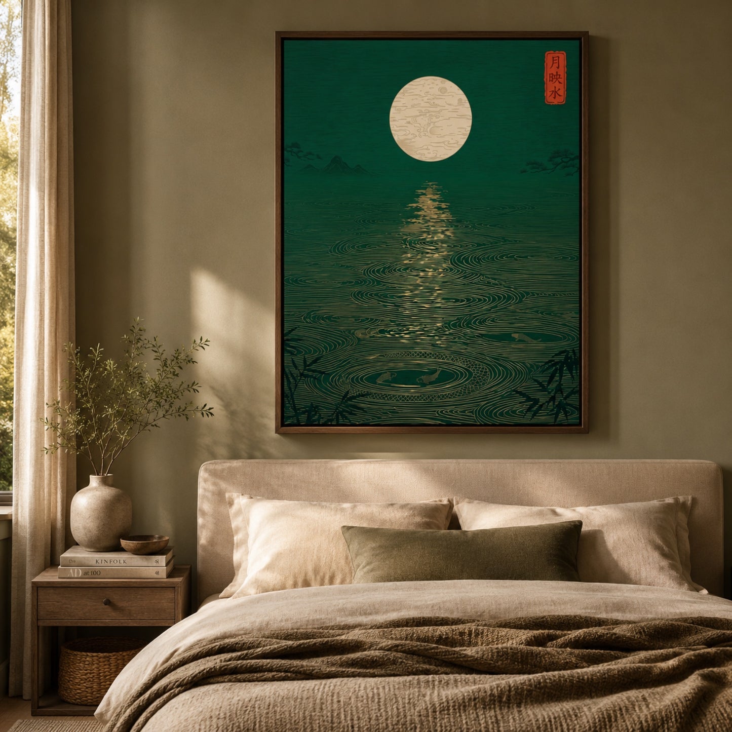 Moonlit Koi Pond Wall Art Decor preview 4