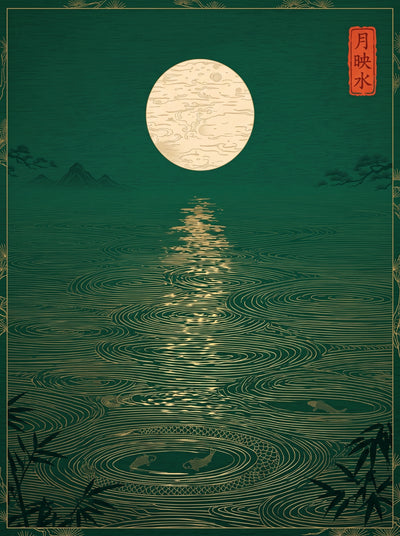 Moonlit Koi Pond Wall Art Decor