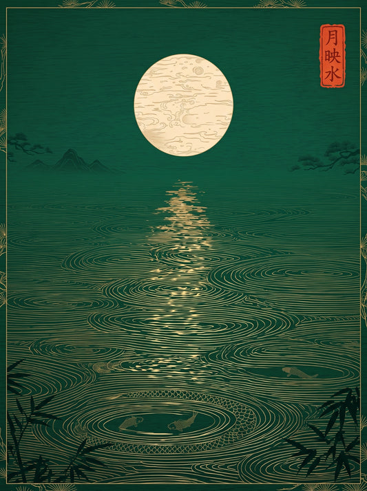 Moonlit Koi Pond Wall Art Decor