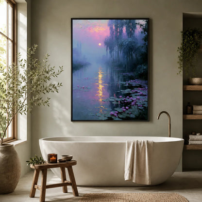 Moonlit Lotus Pond Wall Art Decor - Wall Art Decor - alternate angle