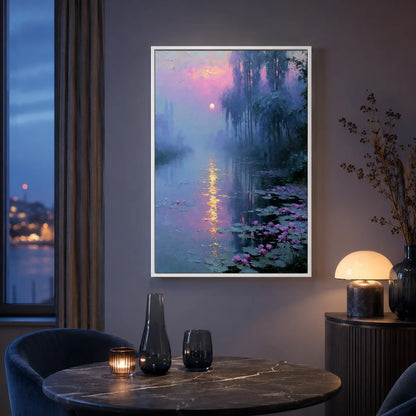 Moonlit Lotus Pond Wall Art Decor - Wall Art Decor - lifestyle