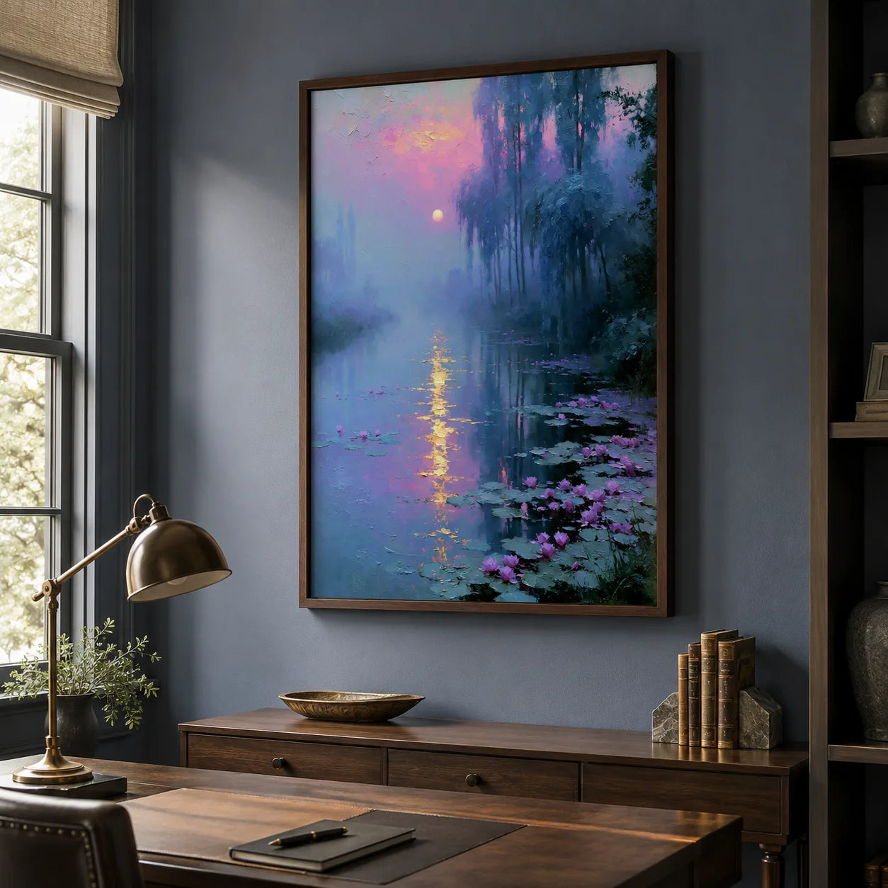 Moonlit Lotus Pond Wall Art Decor - Wall Art Decor - styled
