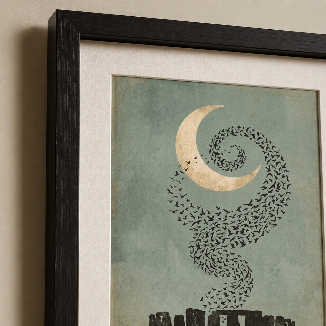 Moonlit Starling Murmuration Over Stonehenge Wall Art Decor – preview 8