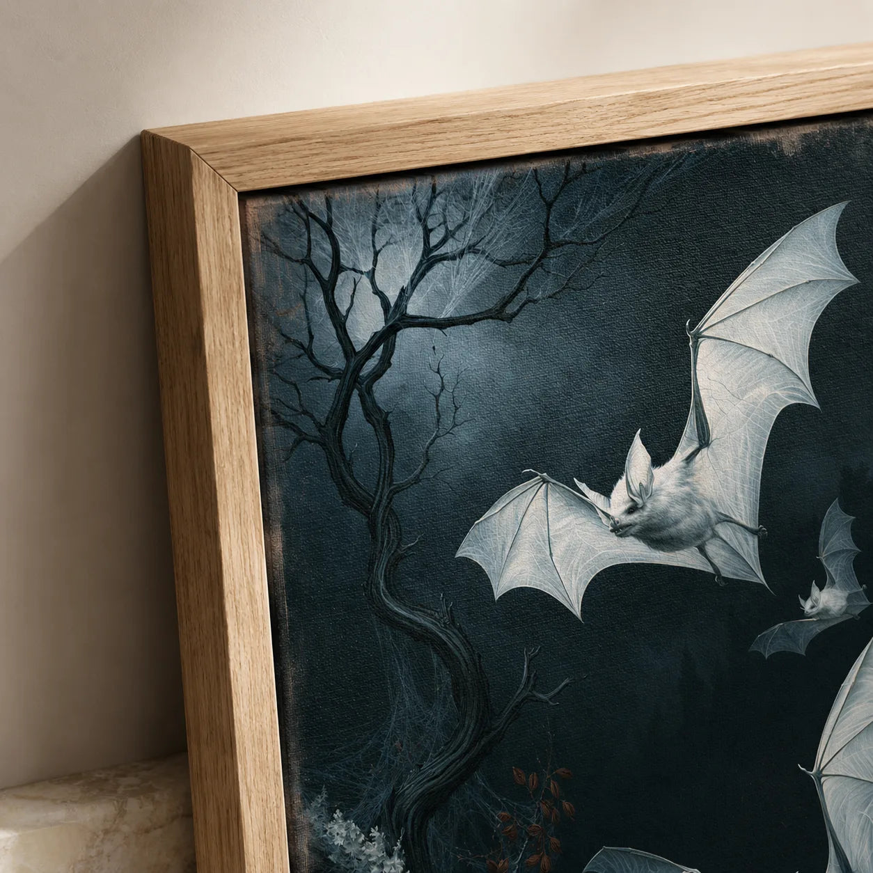 Moonlit White Bats Wall Art Decor - Wall Art Decor - packaging