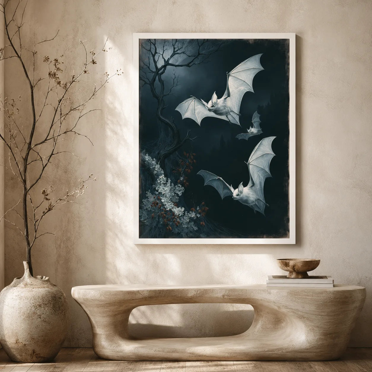 Moonlit White Bats Wall Art Decor - Wall Art Decor - view 11