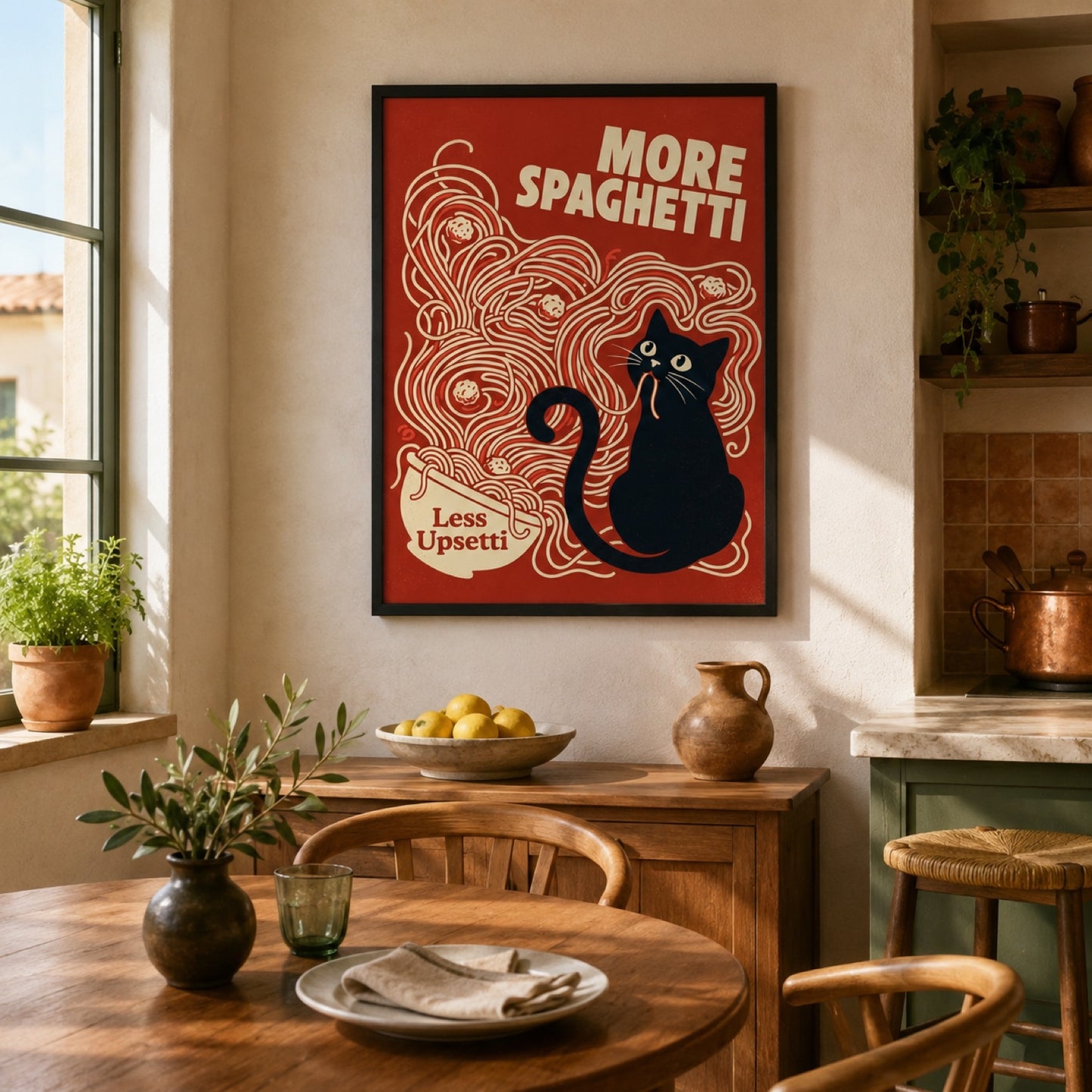 More Spaghetti Less Upsetti Cat Wall Art Decor – preview 10