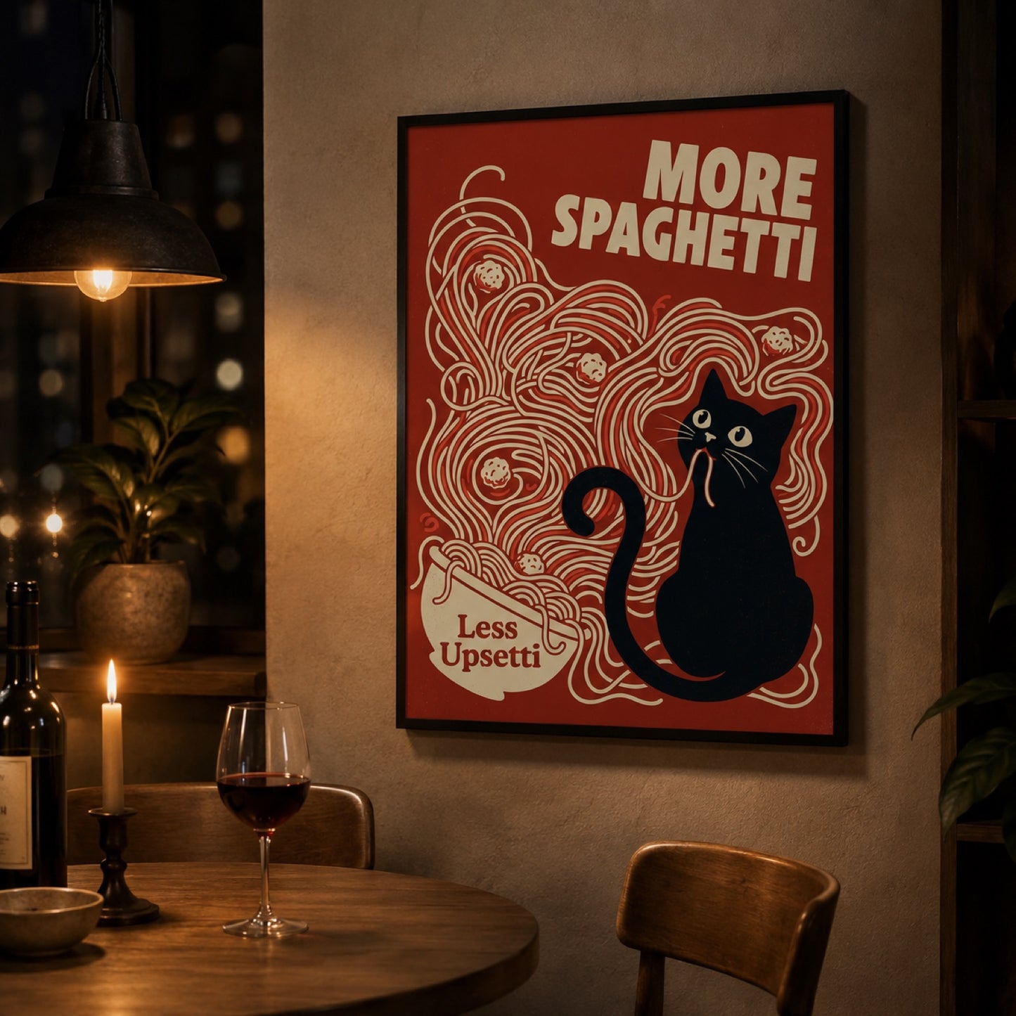 More Spaghetti Less Upsetti Cat Wall Art Decor – preview 2