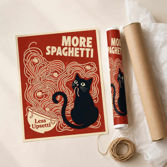 More Spaghetti Less Upsetti Cat Wall Art Decor